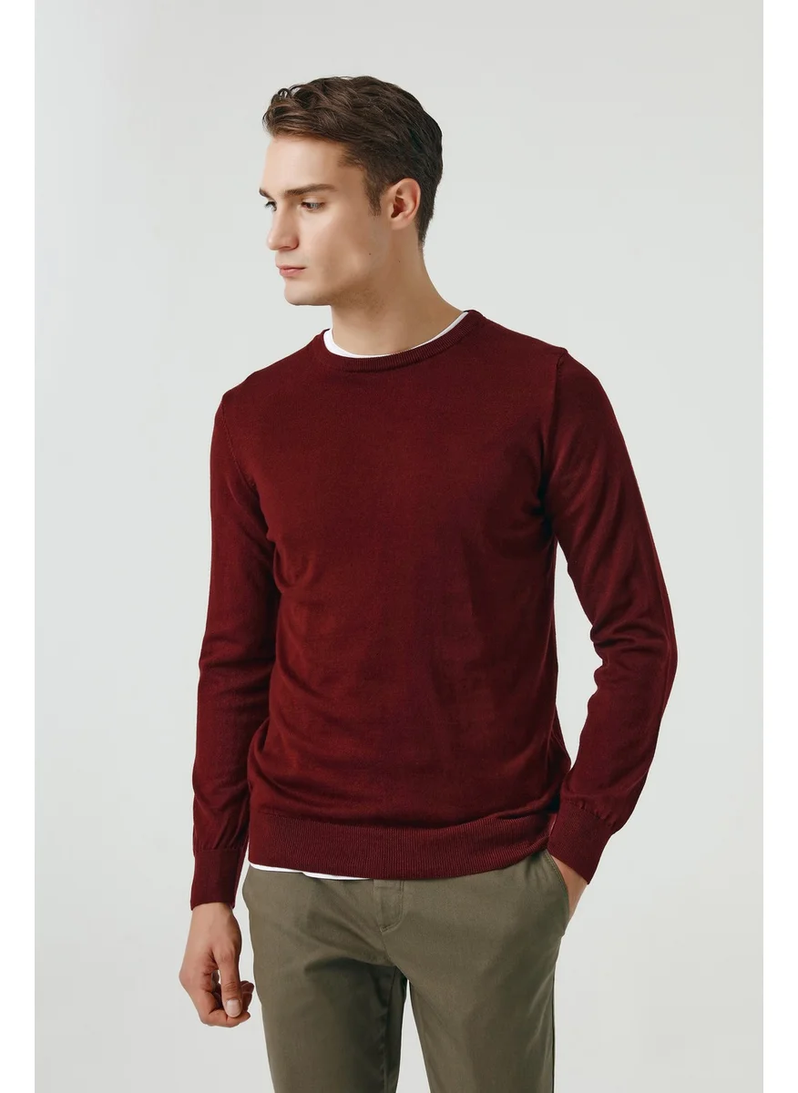 D'S DAMAT Regular Fit Claret Red Cotton Blend Knitwear Sweater 5HF06ORT12004