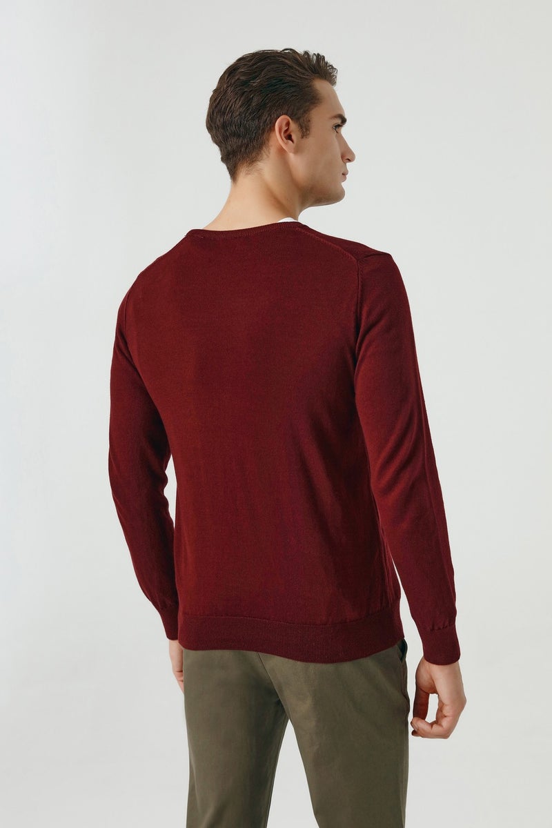 D'S DAMAT Regular Fit Claret Red Cotton Blend Knitwear Sweater 5HF06ORT12004  - Image 3