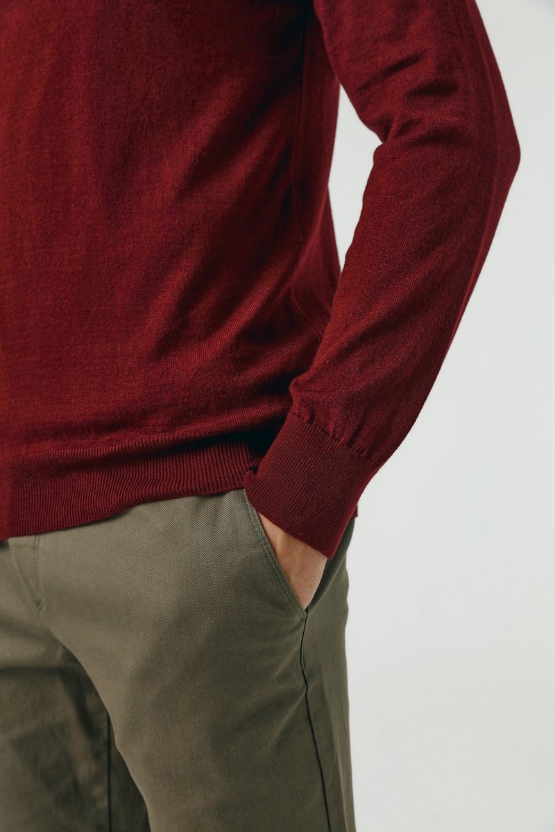D'S DAMAT Regular Fit Claret Red Cotton Blend Knitwear Sweater 5HF06ORT12004  - Image 4