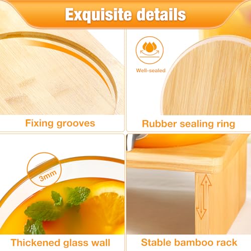 KitHero 2 PCS 1 Gallon Glass Drink Dispenser for Parties. 2 Glass Beverage Dispenser with Bamboo Stand,18/8 Stainless Steel Spigot and Bamboo Lid, 8 Waterproof Labels.Usde as Lemonade,Iced& Hot Drinks. - Image 4