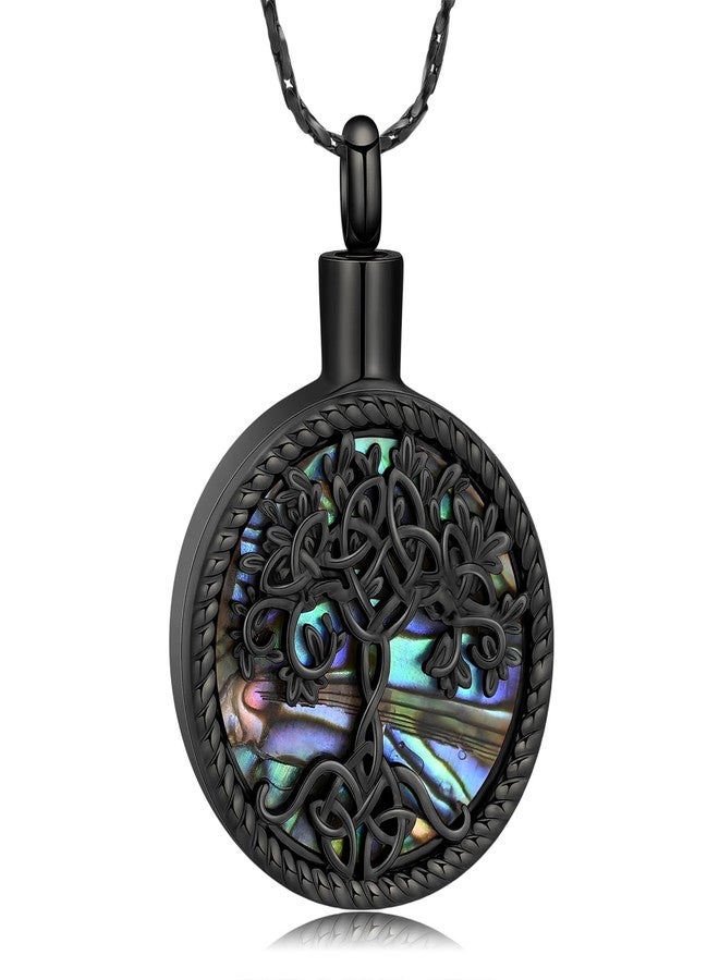 Imrsanl Tree of Life Urn Necklaces for Ashes for Women Men Tree of Life with Celtic knot Cremation Jewelry for Ashes Memory Jewelry for Human (Black) - Image 1