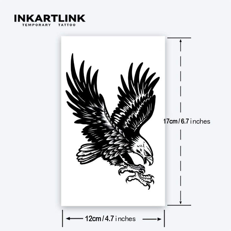 INKARTLINK Tattoo Tech,2 Sheets Extra-Large Semi Permanent Tattoo,Adult Art Design Temporary Tattoos, Lasts 1-2 Weeks, Waterproof, Realistic Look, No Adhesive, No Reflection (Eagle Design) - Image 4