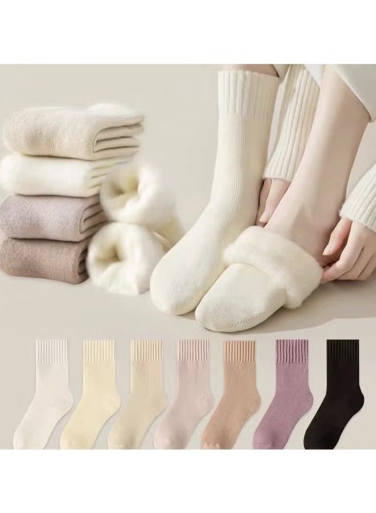 ٤ أزواج من الجوارب الصوفية النسائية، جوارب سميكة وناعمة ومريحة للمشي لمسافات طويلة في الشتاء، مناسبة للطقس البارد. - Image 2