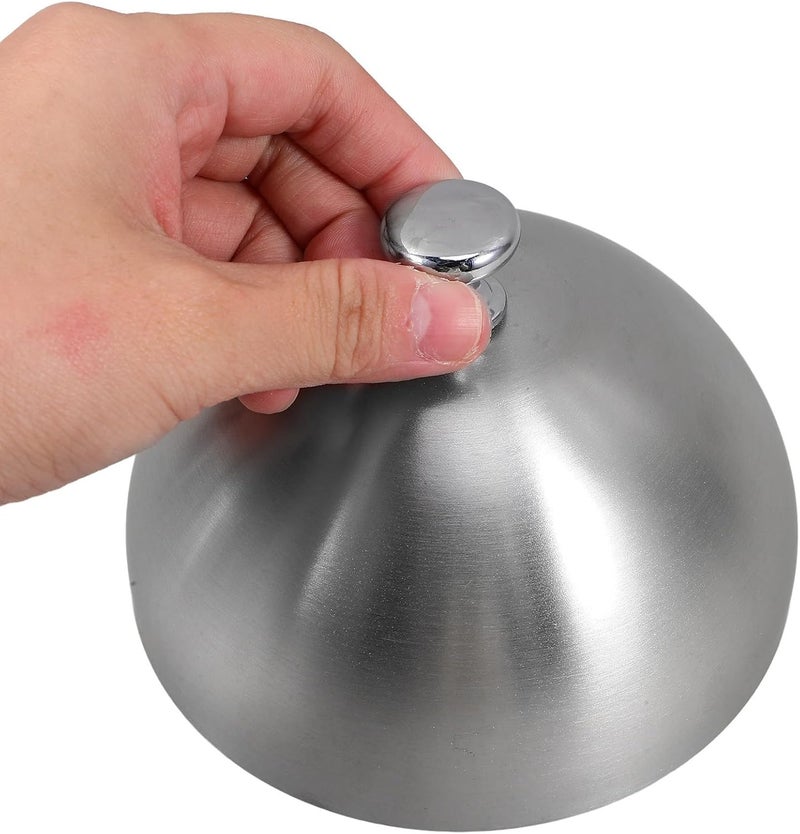Generic Stainless Steel Food Dome Cover Anti-splashing Lid Kitchen Bbq Steak Cloche for Restaurant Cooking and Griddle Use Silver - Image 4