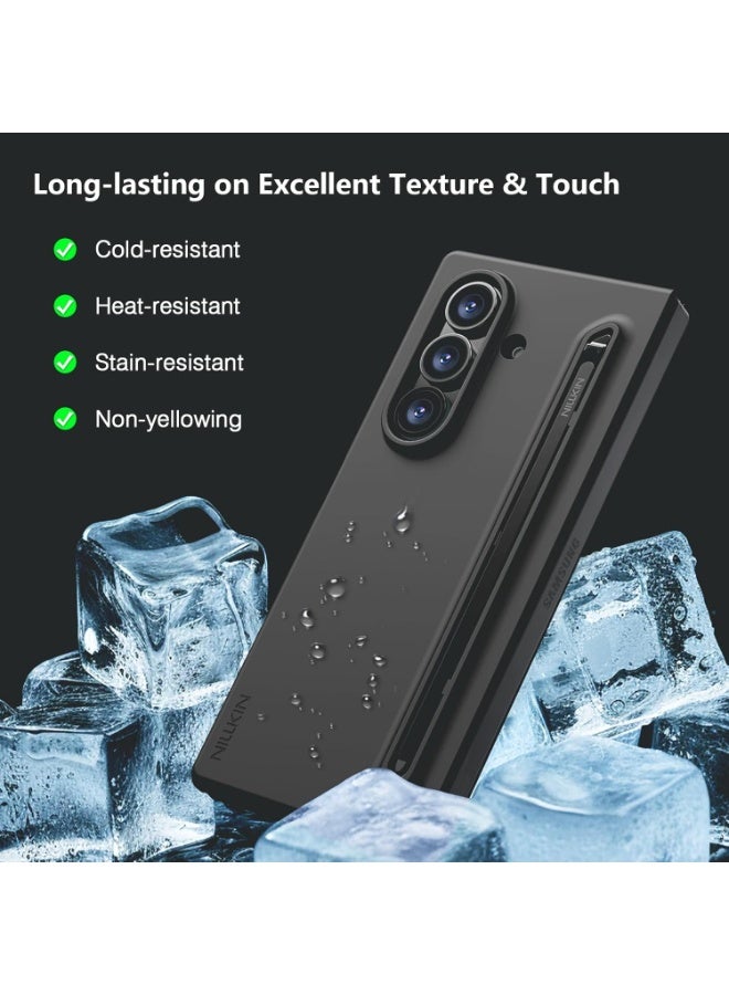 جراب لهاتف Samsung Galaxy Z Fold 7 مع قلم مُحسّن 【سيليكون سائل فائق】 【شحن لاسلكي】 【حامل قلم S】 جراب هاتف نحيف مقاوم للصدمات مع قلم لهاتف Galaxy Z Fold 7، أسود - Image 5