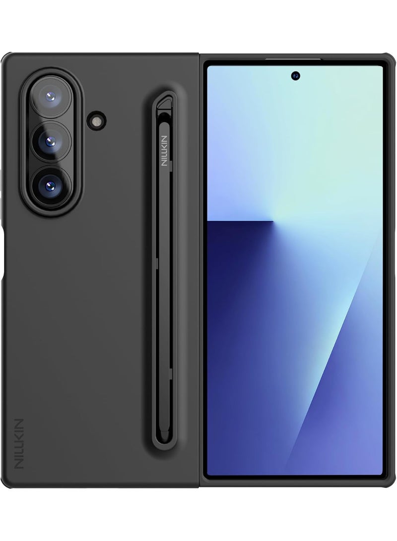 جراب لهاتف Samsung Galaxy Z Fold 7 مع قلم مُحسّن 【سيليكون سائل فائق】 【شحن لاسلكي】 【حامل قلم S】 جراب هاتف نحيف مقاوم للصدمات مع قلم لهاتف Galaxy Z Fold 7، أسود - Image 1