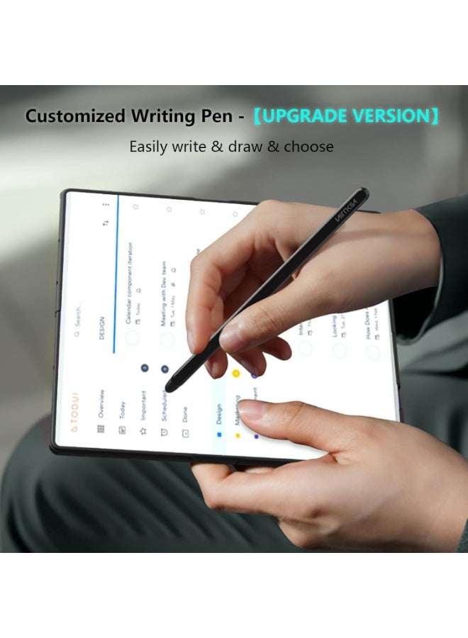 جراب لهاتف Samsung Galaxy Z Fold 7 مع قلم مُحسّن 【سيليكون سائل فائق】 【شحن لاسلكي】 【حامل قلم S】 جراب هاتف نحيف مقاوم للصدمات مع قلم لهاتف Galaxy Z Fold 7، أسود - Image 2