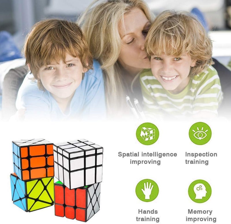 4-Pack YJ Cube Set - Includes Fluctuation Angle, Wheel, Mirror, and Square King Puzzle Cubes - Image 3