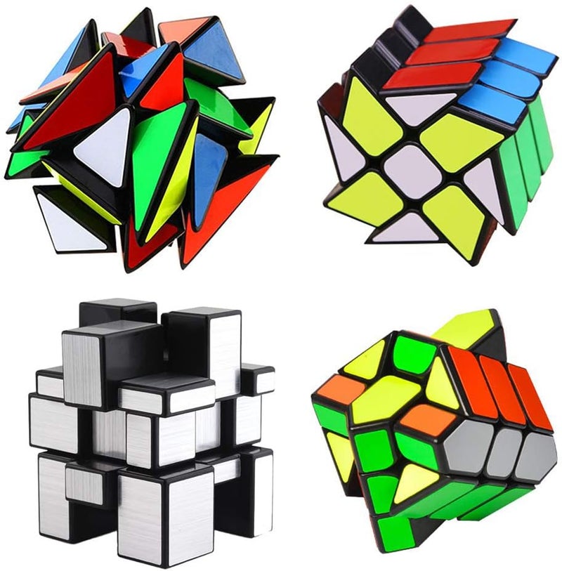 4-Pack YJ Cube Set - Includes Fluctuation Angle, Wheel, Mirror, and Square King Puzzle Cubes - Image 1
