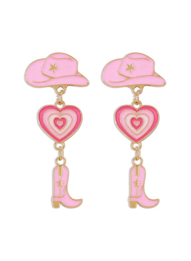 E 0365 Fashion Jewelry Modern Fashionable Girl Earrings Hat Love Cowboy Boots Oil Dropping Multi-layer Earrings