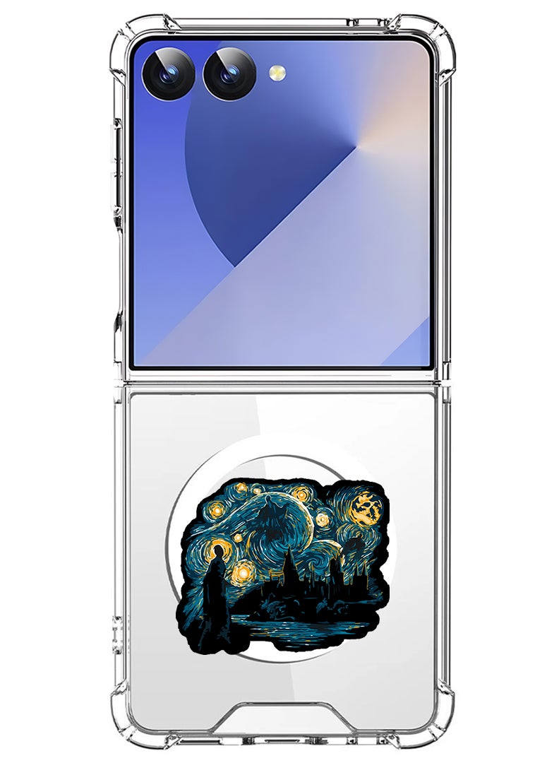 Theodor Magnetic Case for Samsung Galaxy Z Flip 7 Compatible with MagSafe Wireless Charging, Shockproof Phone Bumper Cover Starry nights - Image 1