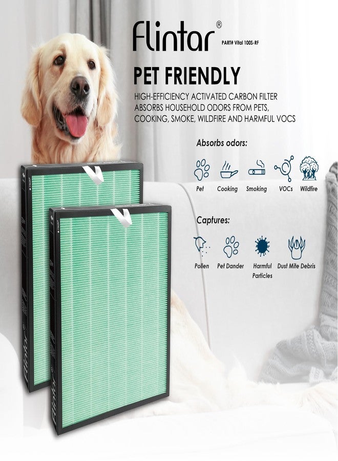 Flintar Vital 100S Toxin/Smoke Absorber Filter, Compatible with LEVOIT Vital 100S Air Purifier, H13 Grade Filtration + Activated Carbon filter, Part # Vital 100S-RF-TX, 2-Pack - Image 3