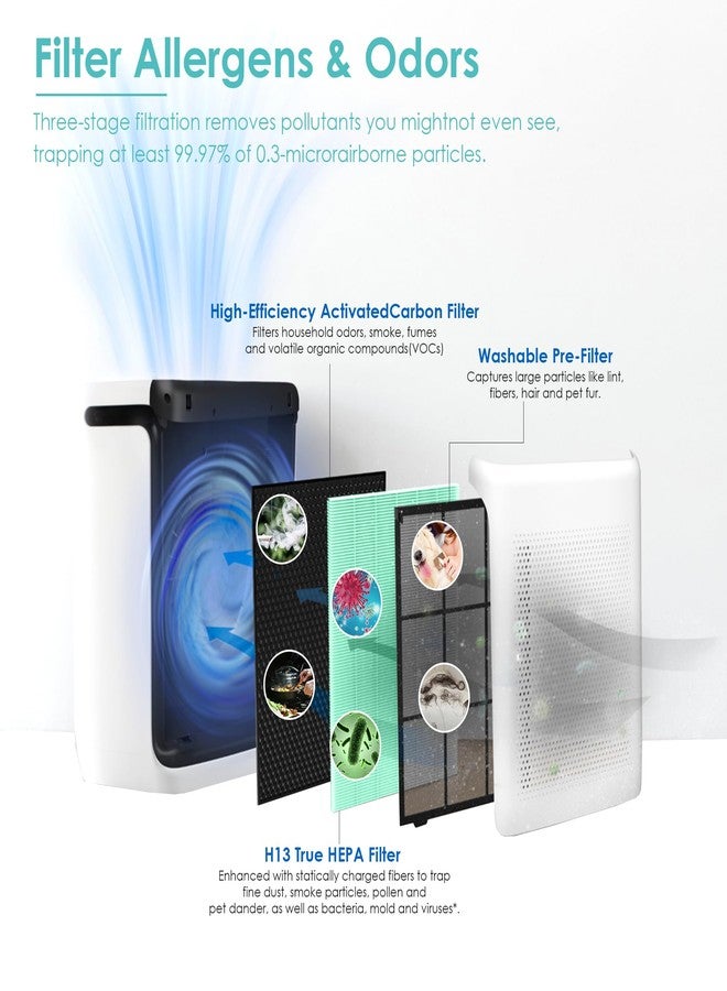 Flintar Vital 100S Toxin/Smoke Absorber Filter, Compatible with LEVOIT Vital 100S Air Purifier, H13 Grade Filtration + Activated Carbon filter, Part # Vital 100S-RF-TX, 2-Pack - Image 2