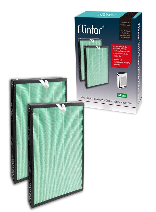 Flintar Vital 100S Toxin/Smoke Absorber Filter, Compatible with LEVOIT Vital 100S Air Purifier, H13 Grade Filtration + Activated Carbon filter, Part # Vital 100S-RF-TX, 2-Pack - Image 1