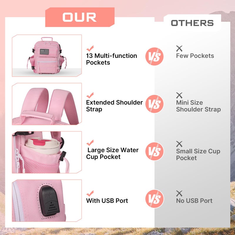 Boomistry 15L Mini Tactical Backpack Small Tactical Backpack for Women, Military Backpack for Gym, Hiking, Daily (Pink-15L) - Image 5