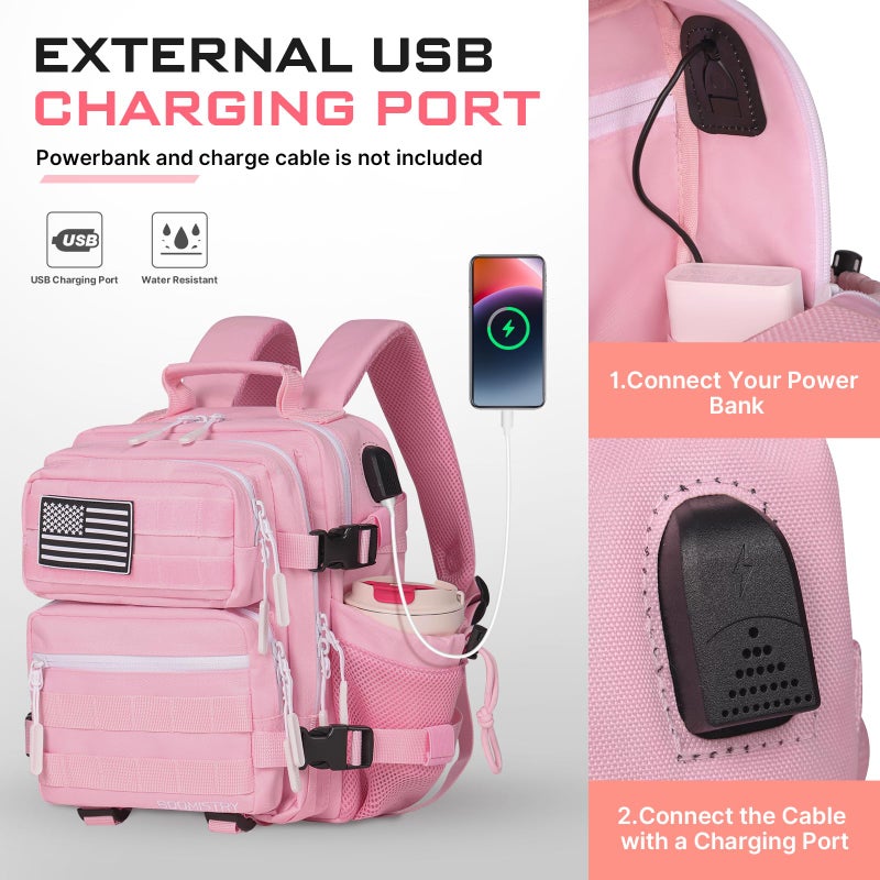 Boomistry 15L Mini Tactical Backpack Small Tactical Backpack for Women, Military Backpack for Gym, Hiking, Daily (Pink-15L) - Image 4