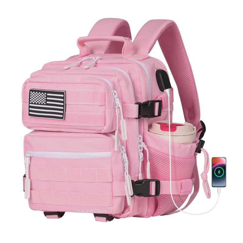 Boomistry 15L Mini Tactical Backpack Small Tactical Backpack for Women, Military Backpack for Gym, Hiking, Daily (Pink-15L) - Image 1