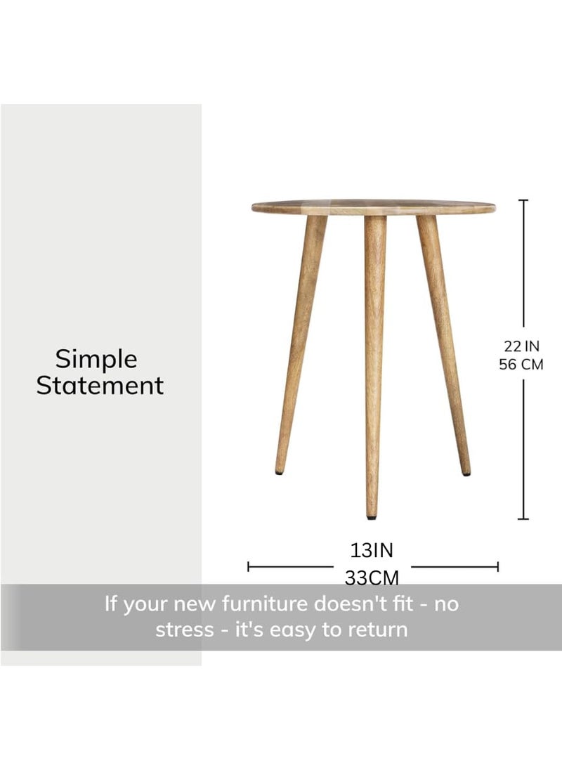 Carpentray carpentray Side Table End Table Exclusively Designed HandCrafted Small Nightstand Solid Wood Round End Table Contemporary Accent Table for Bedrooms Living Rooms and Home Office Natura  - Image 2