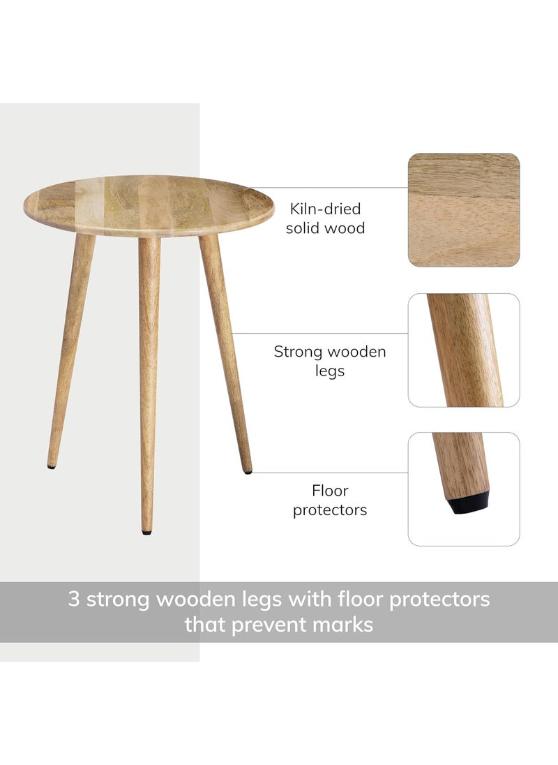 Carpentray carpentray Side Table End Table Exclusively Designed HandCrafted Small Nightstand Solid Wood Round End Table Contemporary Accent Table for Bedrooms Living Rooms and Home Office Natura  - Image 4