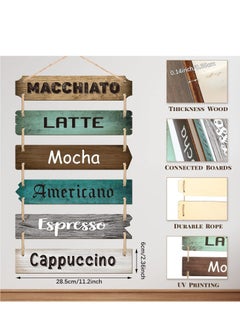 Generic Maxsafe Coffee Sign - Coffee Bar Decor, Wooden Hanging Farmhouse Decor, Rustic Wood Kitchen Wall Decor, Coffee Station Wall Pediment, Decorative Plaques for Home, 21.3 x 11.2 Inches  - Image 2