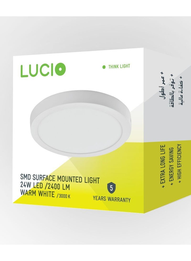Lucio 3000K 24W Round Surface LED Panel Light Warm White