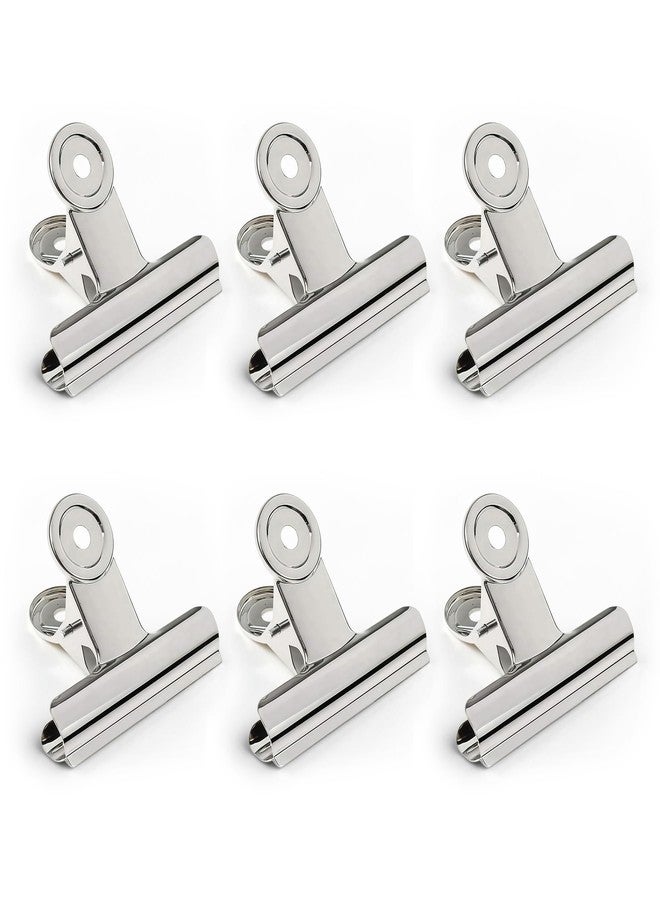 oddpod™ Pack of 6 Heavy Duty Stainless Steel Bulldog Paper Clip/Rust-Resistant Metal Binder Clip with Hanging Hole for Office, Home, or School Use (75mm/3inch) - Image 1