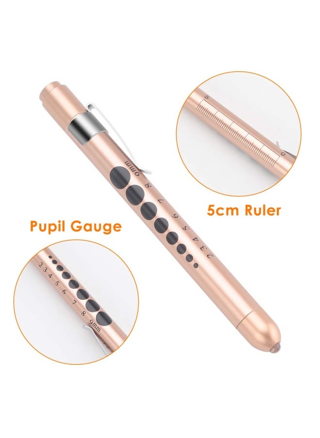 CAVN Pen Light with Pupil Gauge LED Penlight for Nurses Doctors 2 Pcs Reusable Medical Penlight for Nursing Students Rose Gold and White  - Image 2