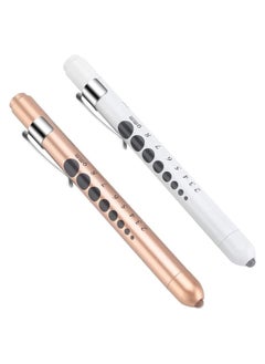 CAVN Pen Light with Pupil Gauge LED Penlight for Nurses Doctors 2 Pcs Reusable Medical Penlight for Nursing Students Rose Gold and White  - Image 1