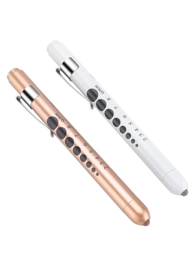 CAVN Pen Light with Pupil Gauge LED Penlight for Nurses Doctors 2 Pcs Reusable Medical Penlight for Nursing Students Rose Gold and White  - Image 1