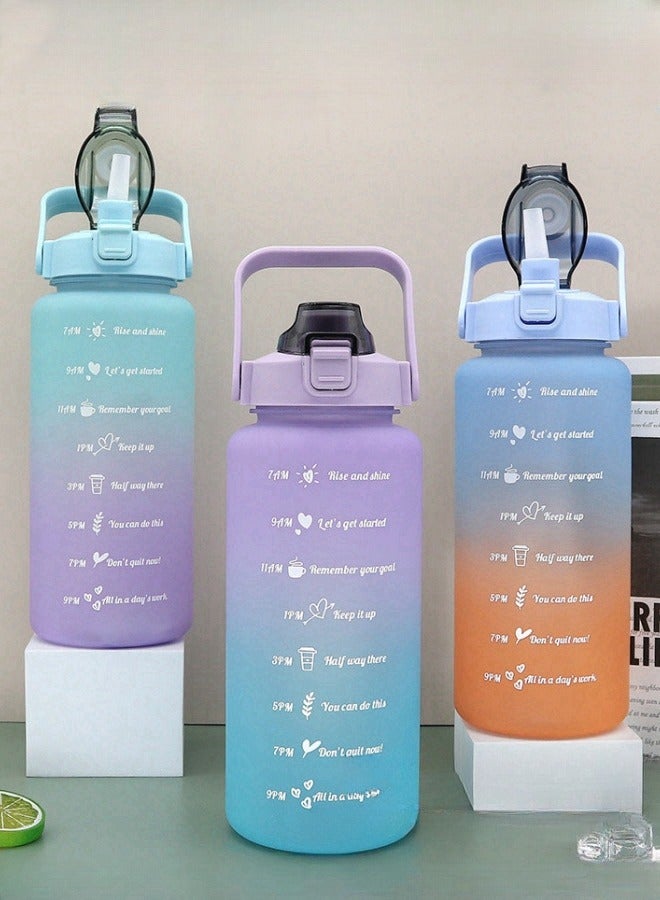 Space Gradient Color Frosted Cup Water Bottle Outdoor Sports Water Bottle Purple and Blue 2000ml - Image 3