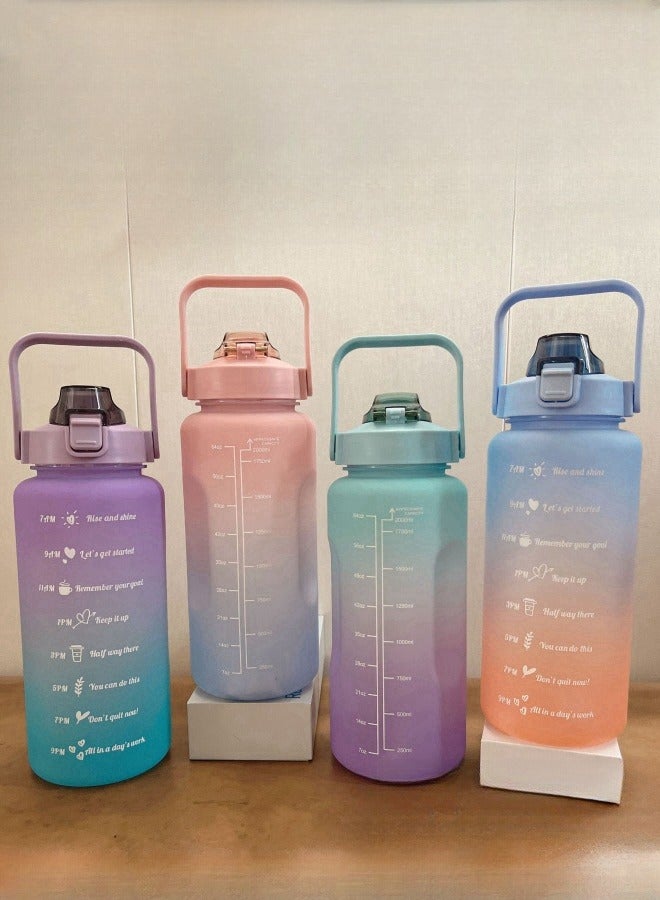 Space Gradient Color Frosted Cup Water Bottle Outdoor Sports Water Bottle Purple and Blue 2000ml - Image 5