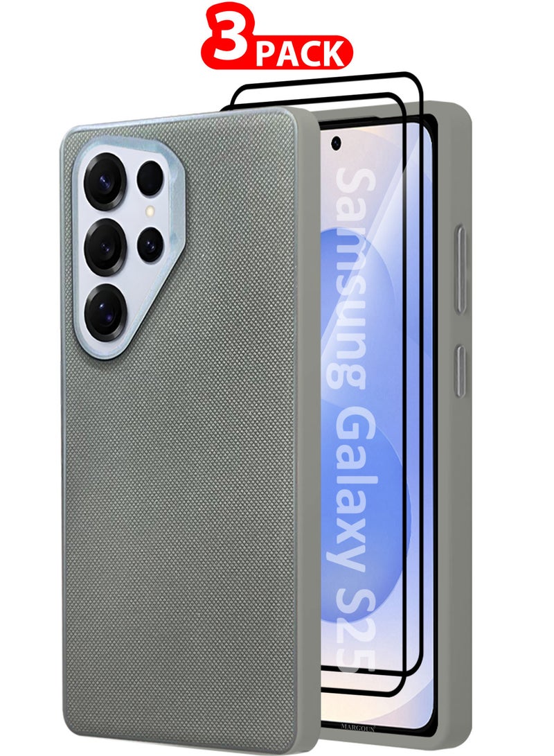 CATANES Samsung Galaxy S25 Ultra 3 Pack Vegan Leather Case, 1 Cover with 2 Screen Protectors, Slim Fit, Raised Edges for Camera and Screen Protection - Image 1