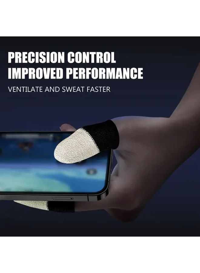 Anti Sweat Ultra Thin Silvery Fiber Finger Sleeves For Gaming 4pcs Silver - Image 4