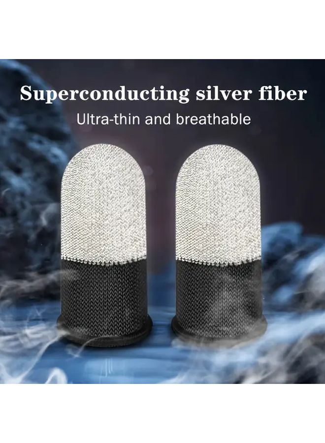 Anti Sweat Ultra Thin Silvery Fiber Finger Sleeves For Gaming 4pcs Silver - Image 1