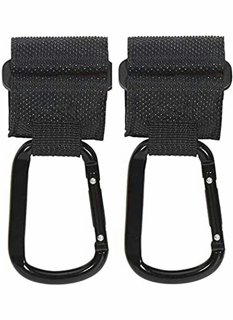 SYOSI Baby Stroller Hooks Anti Slip Upgrades Heavy Duty Aluminum for Backpack, Diaper Bags, Shopping Bags, Hanging Universal Outdoor Hook Clip and Loop Tape Stroller Organizer Storage Set Pack 2  - Image 1