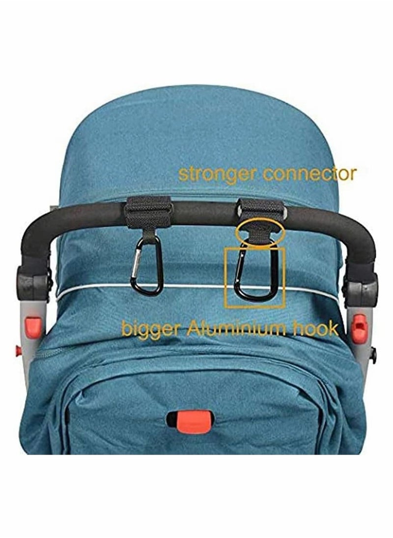 SYOSI Baby Stroller Hooks Anti Slip Upgrades Heavy Duty Aluminum for Backpack, Diaper Bags, Shopping Bags, Hanging Universal Outdoor Hook Clip and Loop Tape Stroller Organizer Storage Set Pack 2  - Image 2