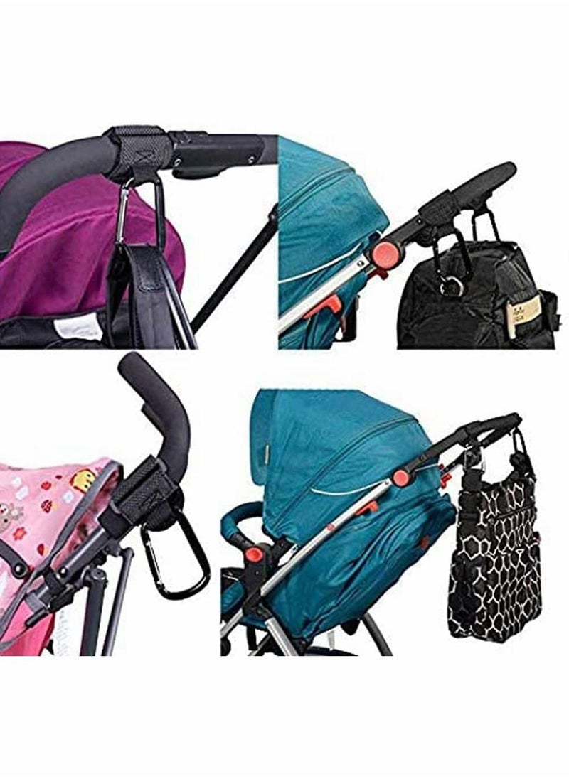 SYOSI Baby Stroller Hooks Anti Slip Upgrades Heavy Duty Aluminum for Backpack, Diaper Bags, Shopping Bags, Hanging Universal Outdoor Hook Clip and Loop Tape Stroller Organizer Storage Set Pack 2  - Image 3