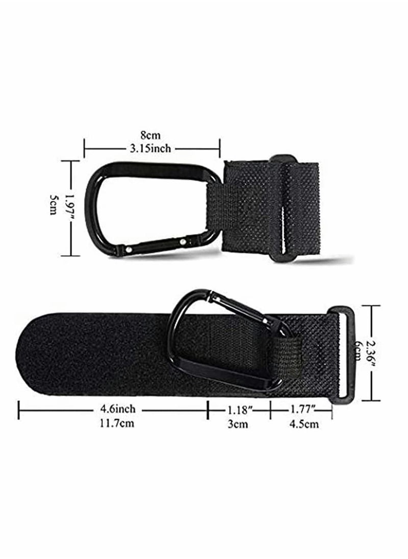 SYOSI Baby Stroller Hooks Anti Slip Upgrades Heavy Duty Aluminum for Backpack, Diaper Bags, Shopping Bags, Hanging Universal Outdoor Hook Clip and Loop Tape Stroller Organizer Storage Set Pack 2  - Image 4