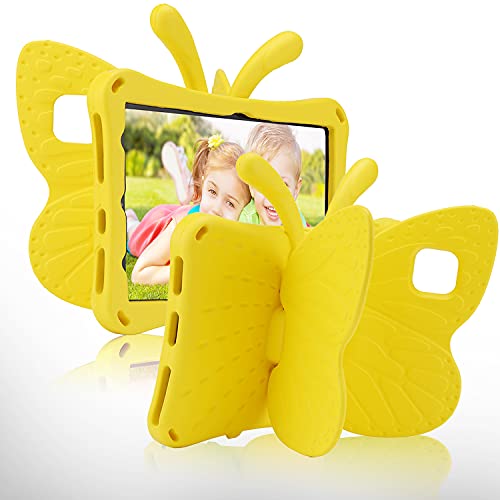FunnyWin iPad 10.2 Tablet Case Kids,iPad 10.2 7 8 9 Butterfly Case with Kickstand Light EVA Full Boby Drop Protective Rugged Shockproof Kid-Proof iPad 7 8 9 iPad 10.2 Kid Tablet Case for Girl Kid Gift (Yellow) - Image 1