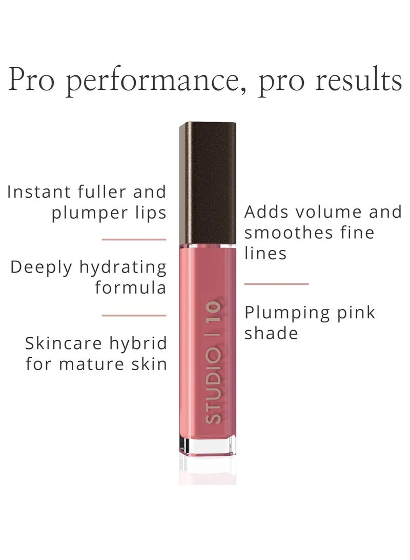 Studio 10 Lip Perfecting Plumping Lip Gloss Supercharged Lip Gloss and Treatment Feather light Non sticky and Long lasting Shine Pink Lip Plumper - Image 3