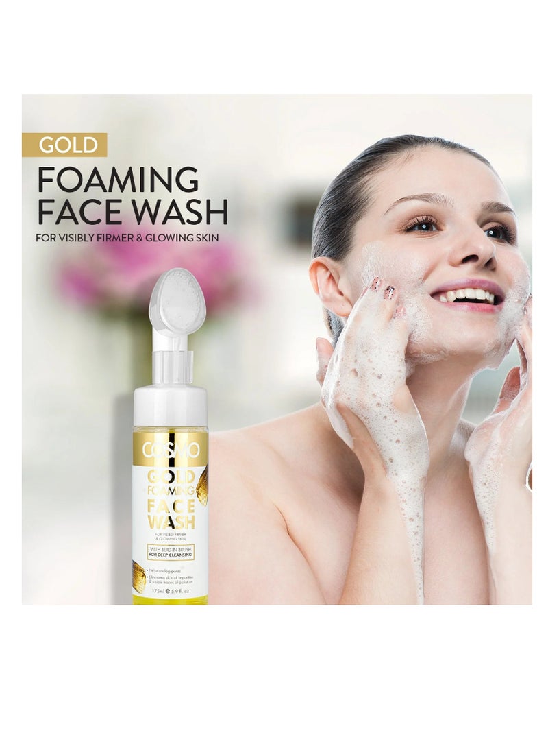 Cosmo Gold Foaming Facial Wash with Brush, 175ml - Image 2