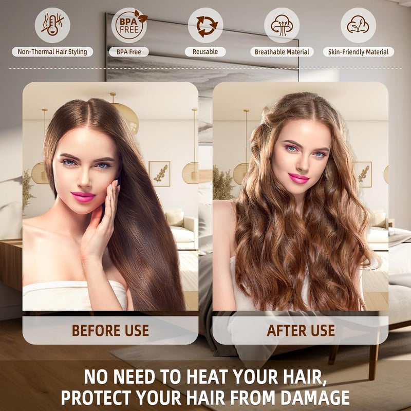 Niralasa Niralasa Heatless Hair Curler Jumbo Set Overnight Rods for No Heat Curls Velvet Satin Flexi Rods Sleep in Curlers Blowout Hair Styling Accessories with Silk Scarf 3Pcs Multicolour - Image 4