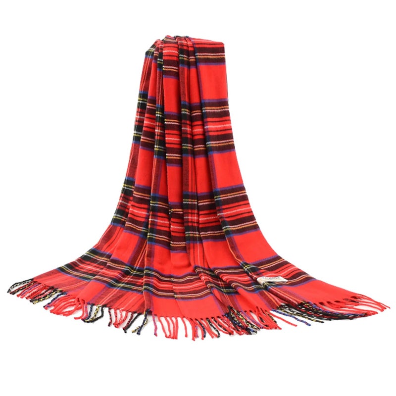 Gilbins Christmas Holiday Big Winter Warm Tartan Checked Cashmere Feel Scottish Clan Shawl Blanket Scarf 80" x 30" Red - Image 4