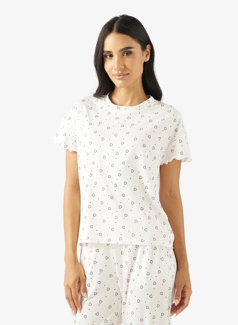 Ginger Heart Print T-shirt & Pyjama Set