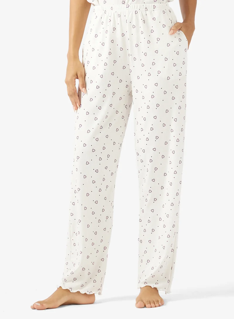Ginger Heart Print T-shirt & Pyjama Set