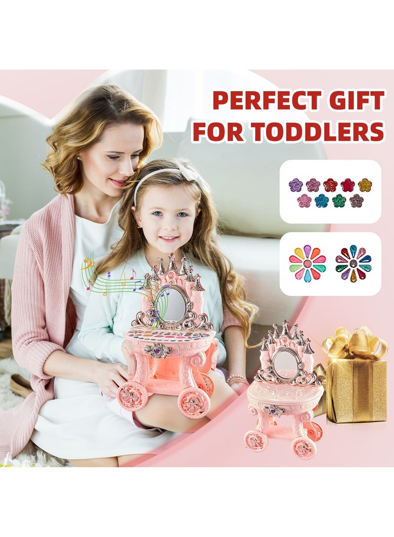 OHAHO Kids Makeup Set for Girls 32 PCS Real Washable Non-Toxic Cosmetic Toddler Make Up Kit Children Makeup Toys Vanities With Mirror Lights and Music Gift for Toddler Children Age 3-12 Year Old - Image 2