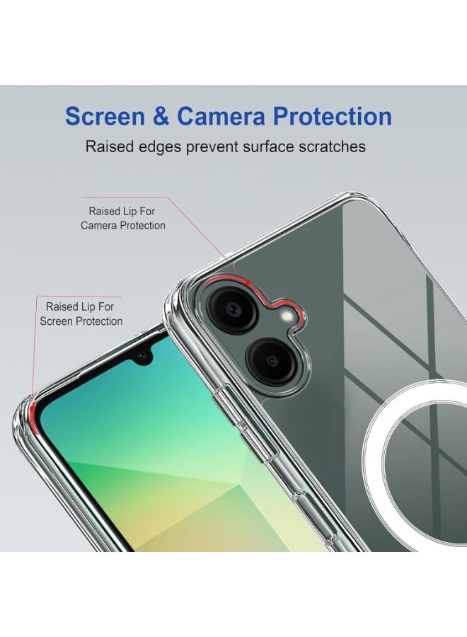 Muzz Samsung Galaxy A06 Clear Magnetic Cover, Mag-Safe Compatible, Hybrid Protective, Crystal Clear Hard Back Case, Shockproof Silicone Frame, Slim Transparent Case 1 PACK Samsung Galaxy A06 - Image 4