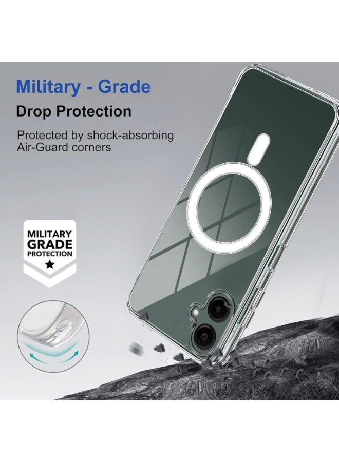Muzz Samsung Galaxy A06 Clear Magnetic Cover, Mag-Safe Compatible, Hybrid Protective, Crystal Clear Hard Back Case, Shockproof Silicone Frame, Slim Transparent Case 1 PACK Samsung Galaxy A06 - Image 5