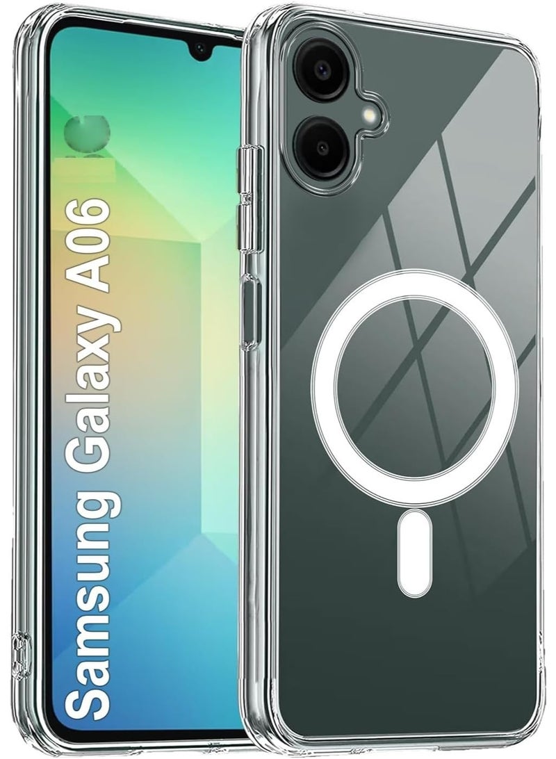 Muzz Samsung Galaxy A06 Clear Magnetic Cover, Mag-Safe Compatible, Hybrid Protective, Crystal Clear Hard Back Case, Shockproof Silicone Frame, Slim Transparent Case 1 PACK Samsung Galaxy A06 - Image 1