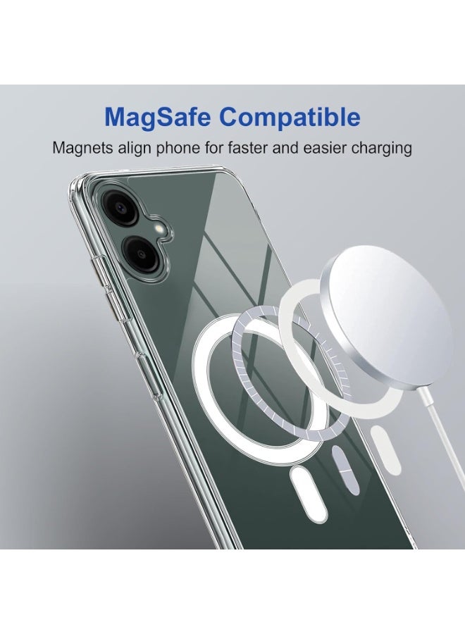 Muzz Samsung Galaxy A06 Clear Magnetic Cover, Mag-Safe Compatible, Hybrid Protective, Crystal Clear Hard Back Case, Shockproof Silicone Frame, Slim Transparent Case 1 PACK Samsung Galaxy A06 - Image 2